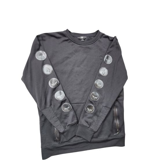 Volcom Skull Sweatshirt Mens Large Zip Pockets Quilted Panels Streetwear Graphic - Picture 3 of 12
